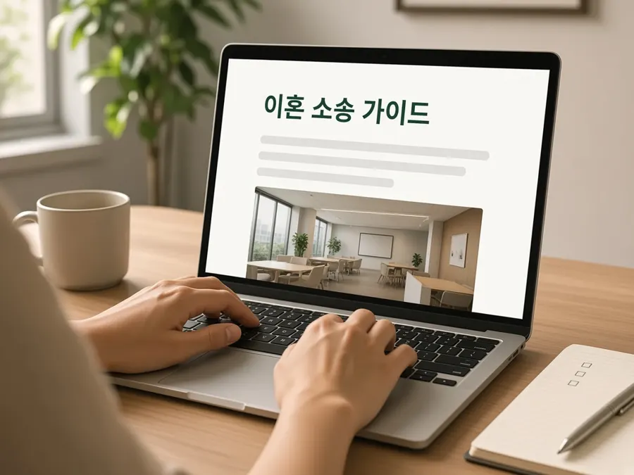이혼 소송 가이드 블로그 글을 작성하는 화면