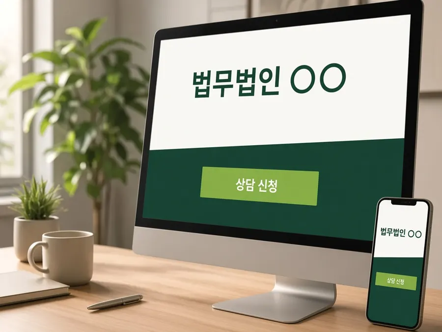 PC와 모바일에서 같은 법인 홈페이지가 열린 화면 예시